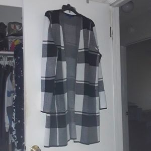 Apt. 9 Black and White Plaid Cardigan